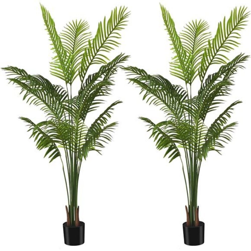 Tall Faux Palm Areca Tree 7FT Indoor with Black Pot